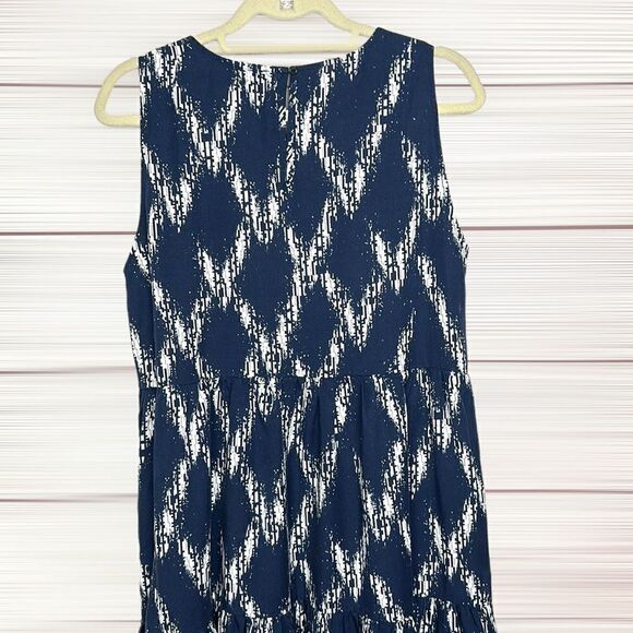 NWT Badgley Mischka Blue & White Printed Midi Length Tent Dress Size: M - Picture 7 of 14
